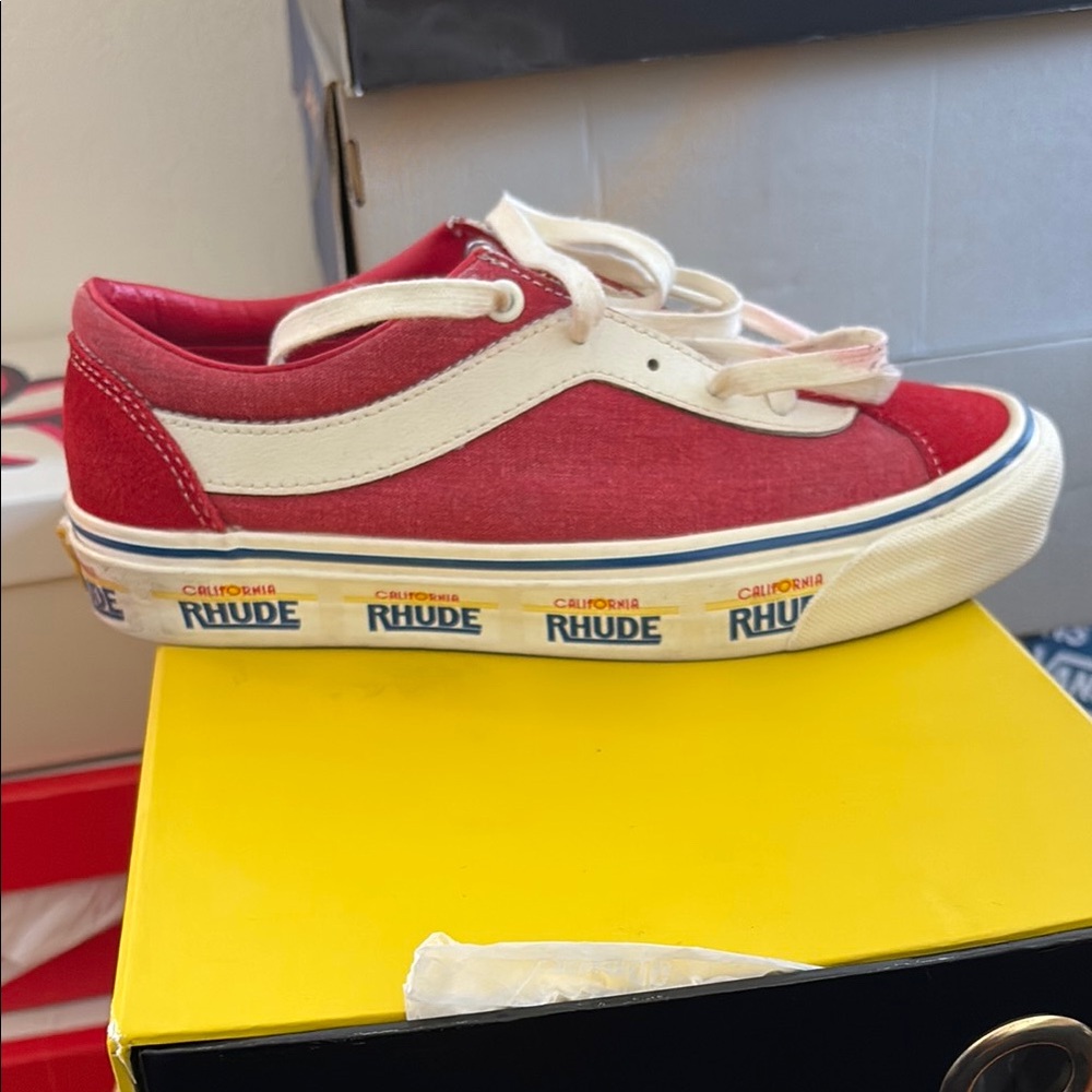Rhude Kids Red and White Sneakers